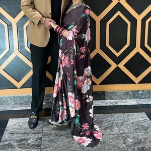 Elegant Black Floral Saree